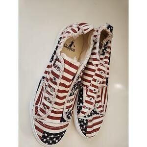 Corkys Raw Edge Canvas Slip On Sneakers American Flag/ Patriotic Womens Size 11